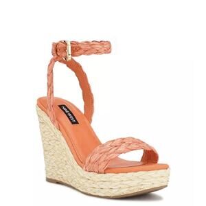 Nine West Women’s 11 Keily Espadrille Platform Wedge Sandal Orange Resort Beach